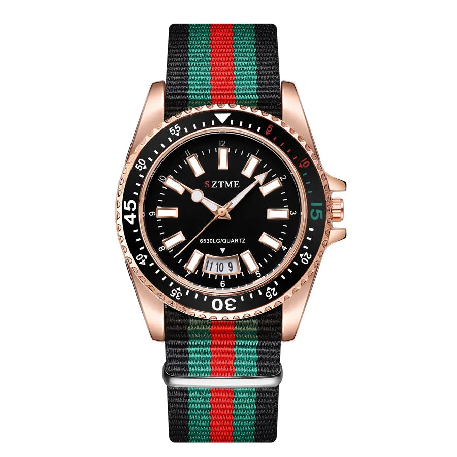 Reloj con calendario con correa de nailon a la moda para hombres