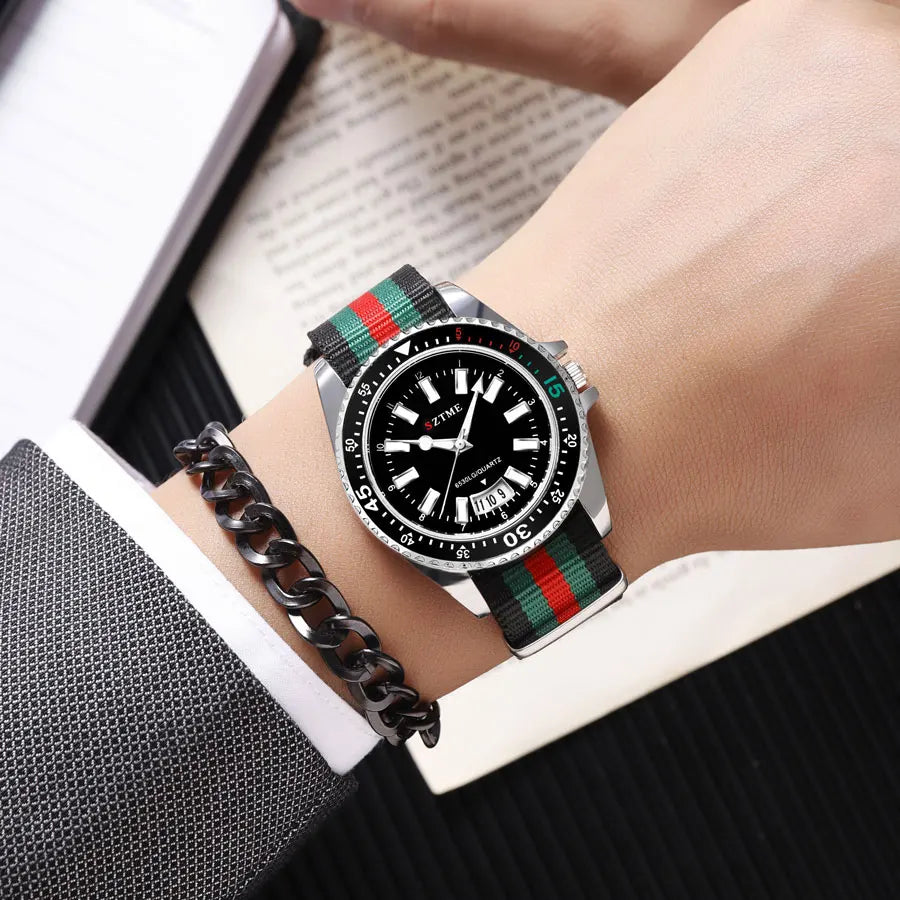 Reloj con calendario con correa de nailon a la moda para hombres