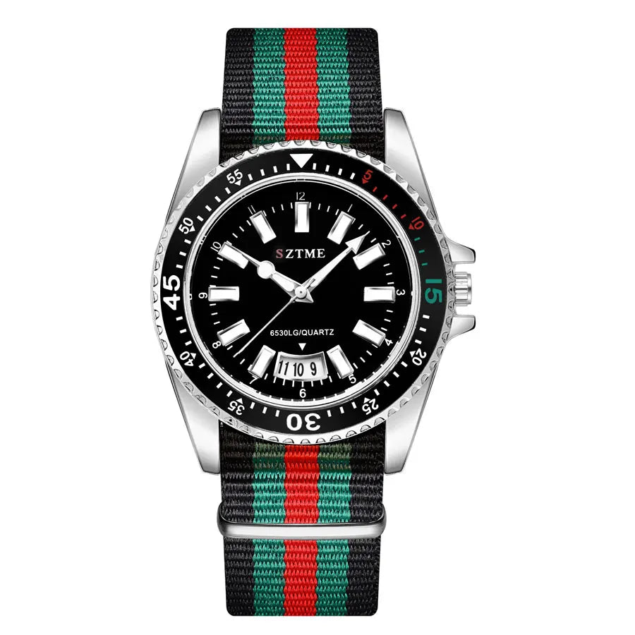 Reloj con calendario con correa de nailon a la moda para hombres