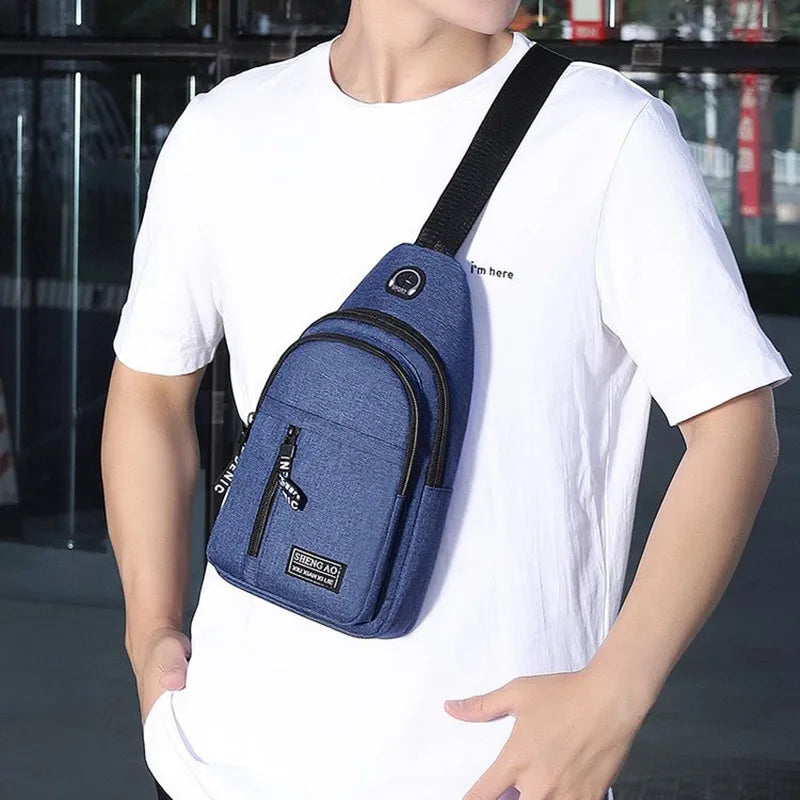 Bolso de hombre de Color sólido, bolso de pecho para hombre