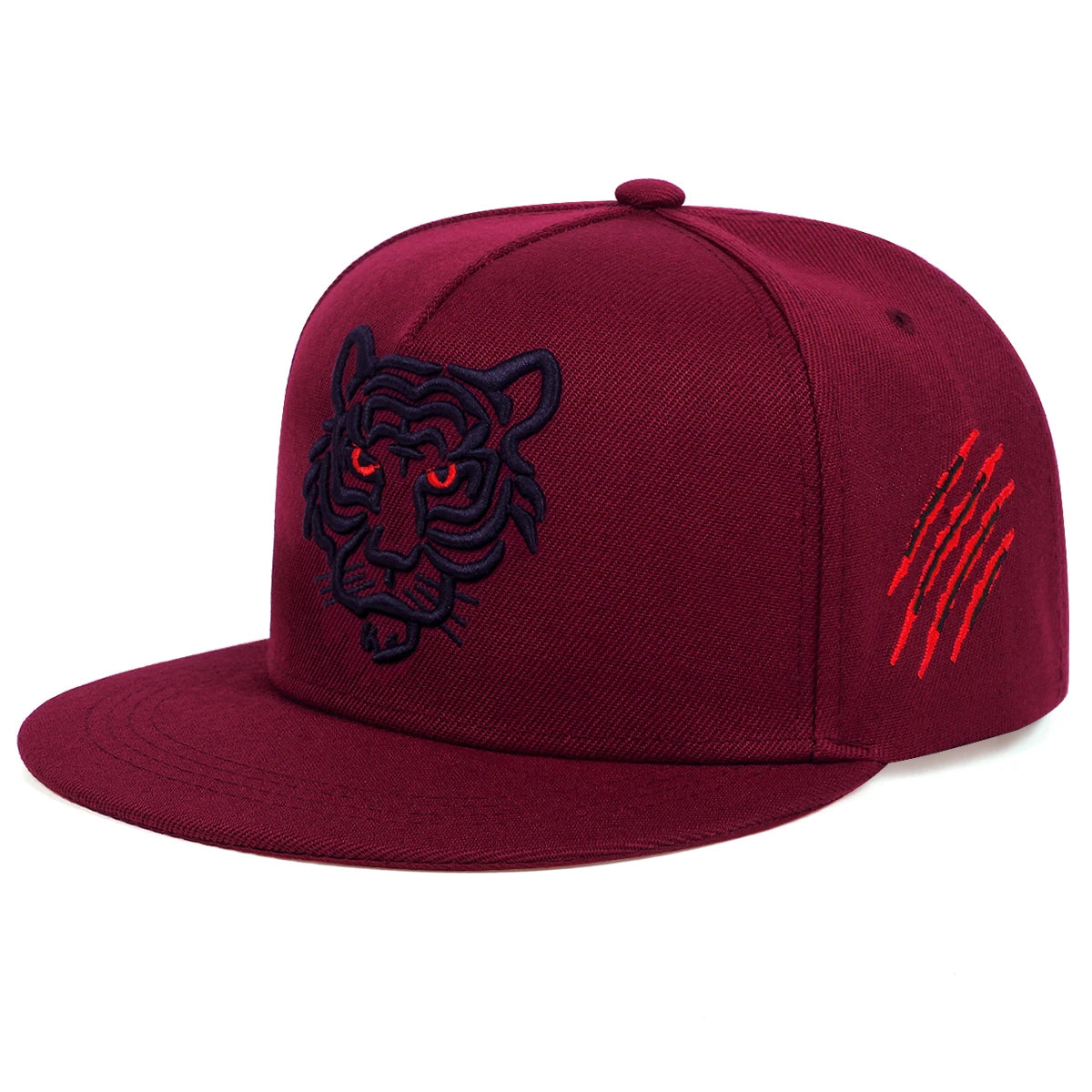 Gorra de béisbol con bordado de tigre negro de algodón