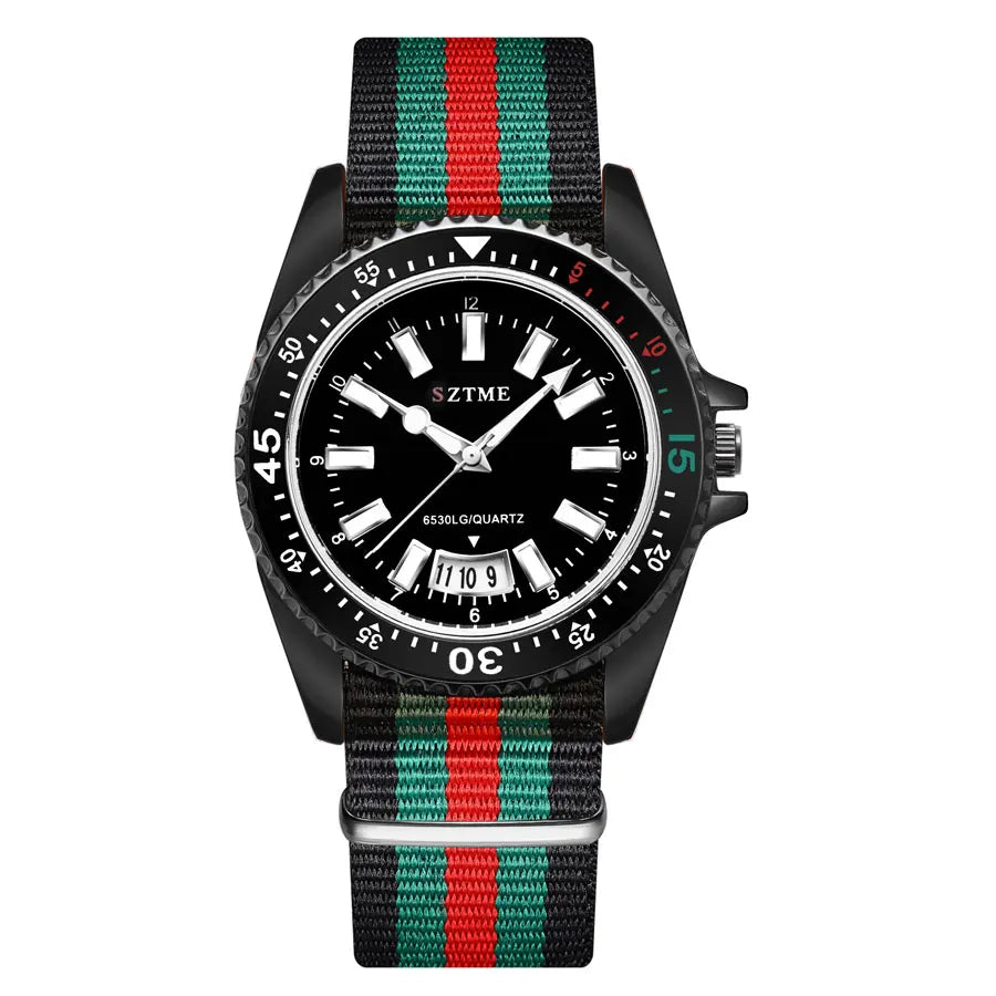 Reloj con calendario con correa de nailon a la moda para hombres