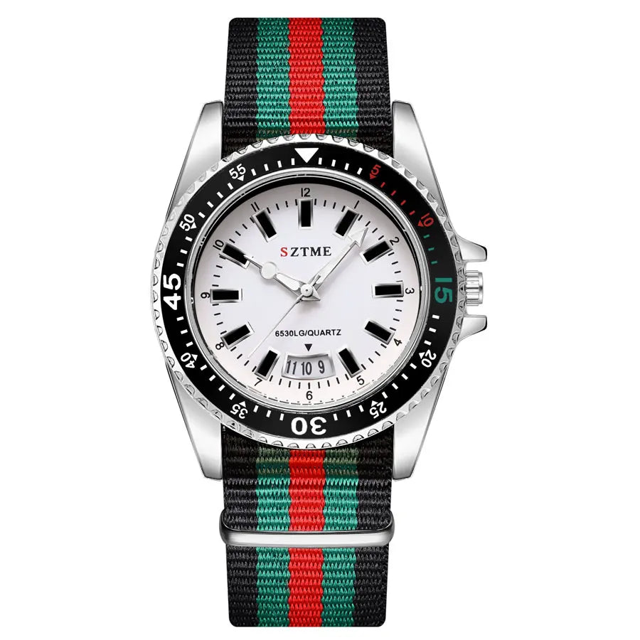 Reloj con calendario con correa de nailon a la moda para hombres